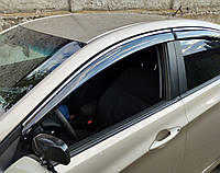 Дефлектори вікон (вітровики) з хромом молдингом Hyundai Accent 2010-2017 (Uncle/Тайвань)