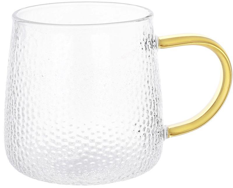 Кухоль (чашка) скляний "Monaco-Ice" 350 мл, з жовтою ручкою, фото 1
