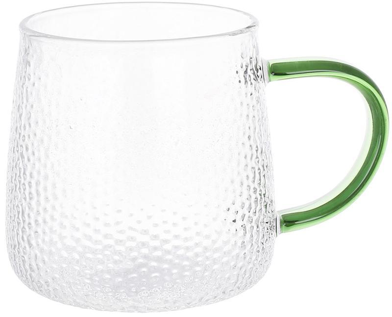 Кухоль (чашка) скляний "Monaco-Ice" 350 мл, із зеленою ручкою, фото 1