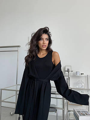 Стильний жіночий костюм плаття з кардиганом