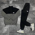 Чоловічий зимовий спортивний костюм The North Face бежевий з чорним флісовий Зе Норт Фейс плюшевий, фото 2