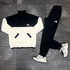 Чоловічий зимовий спортивний костюм The North Face бежевий з чорним флісовий Зе Норт Фейс плюшевий, фото 4