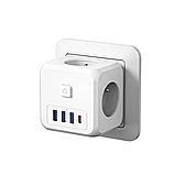 Мережевий фільтр 7в1 з вимикачем, USB Type-C і швидкою зарядкою, колір білий, фото 3