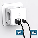 Мережевий фільтр 7в1 з вимикачем, USB Type-C і швидкою зарядкою, колір білий, фото 4