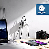 Мережевий фільтр 7в1 з вимикачем, USB Type-C і швидкою зарядкою, колір білий, фото 6