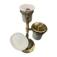 Стійка з 2-ма склянками та мильницею з латуні 14 х 35 см Stilars Італія 1916