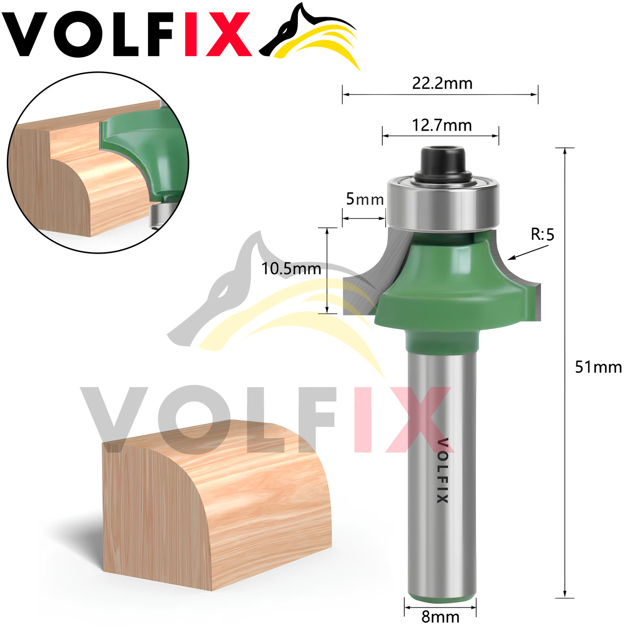R5 d8 mm радиусная фреза VOLFIX для закругления кромки (ID#2415681510 ...