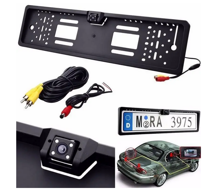 Рамка номера з камерою заднього виду з підсвічуванням (Чорний), фото 1