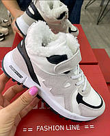 Дитячі білі зимові кросівки на хутрі 34,35,37,38 маломірки