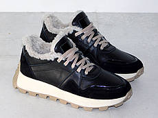 Кросівки зимові жіночі шкіряні з замшою чорні 37р