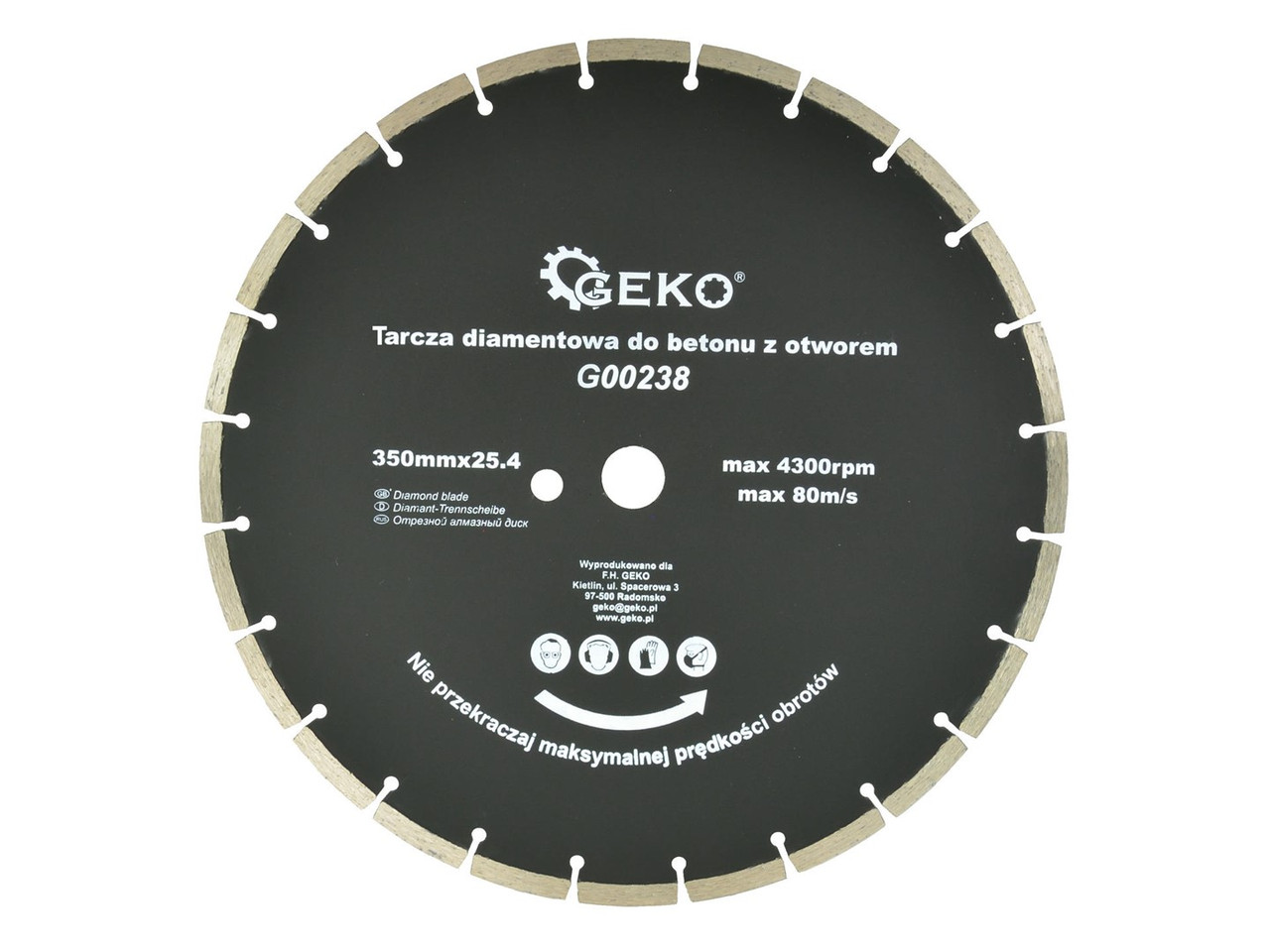 Алмазний диск для бетону Geko G00238 диск з отвором для шліфмашини