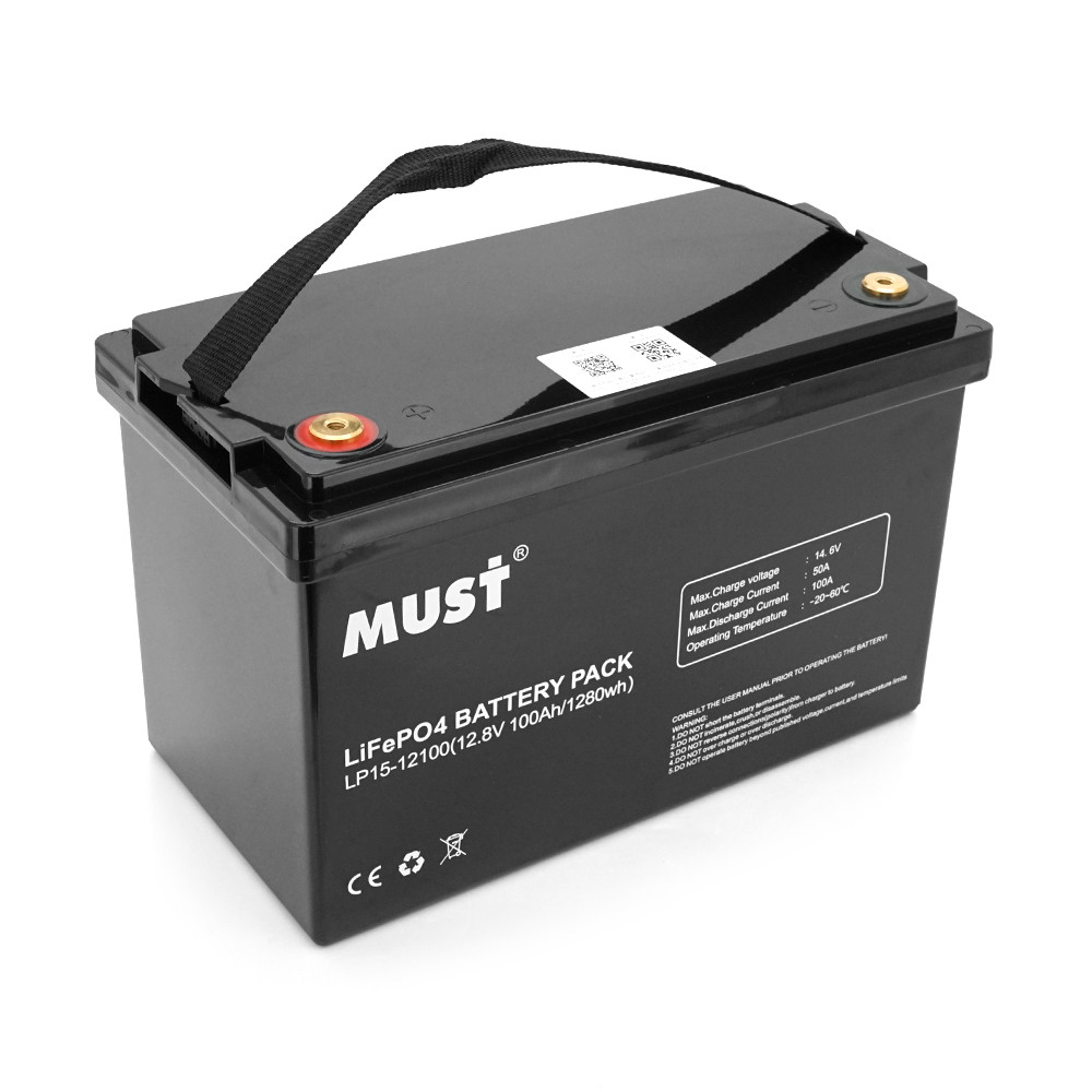 Акумуляторна батарея Must LiFePO4 LP15-12100 12,8V 100Ah, 1,28kWh, BMS50A@4S, 6000 cycles, 339x185x218, 12kg, фото 1