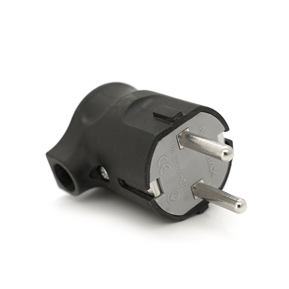 Вилка із заземленням кутова, 16A 250V, A105, Black, Q40, фото 1