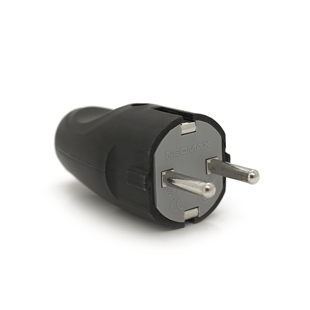 Вилка із заземленням 10/16А 250V A712B, Black, Q35, фото 1