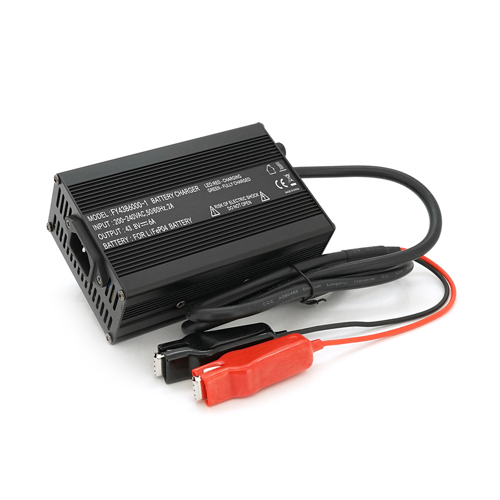 Зарядний пристрій для акумуляторів LiFePo4 36V(43.8V),12S,6A,крокодили,135x90x50mm, фото 1