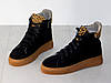 Кеди черевики зимові жіночі замшеві чорні з лео 37р, фото 3