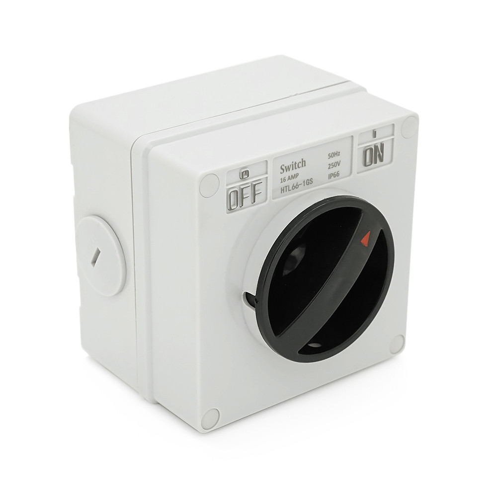 Вимикач зовнішнього монтажу, двосторонній висновок, IP65, AC:250V, 16A, Grey, фото 1