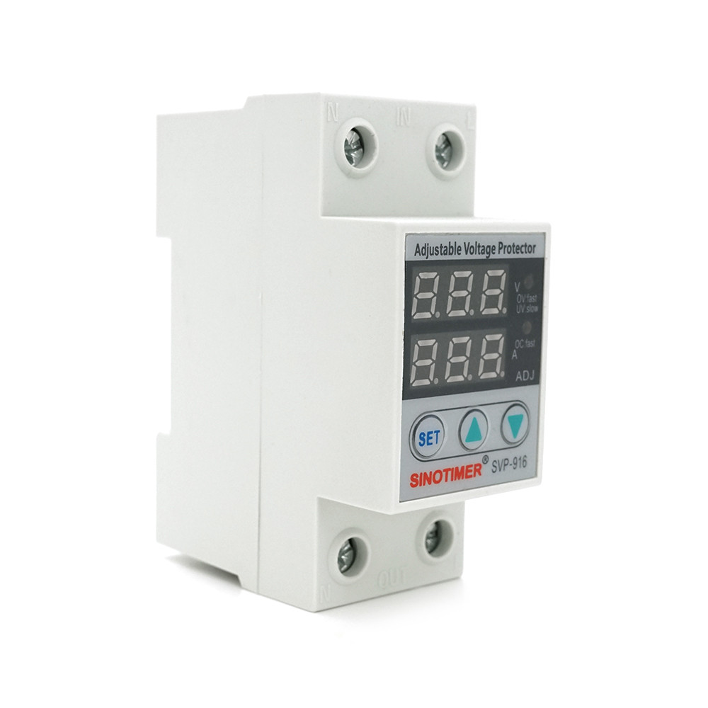 Захисне реле з контролем струму та напруги SVP-916, 80A, 220В, на DIN-рейку, 36х65х85 мм, фото 1