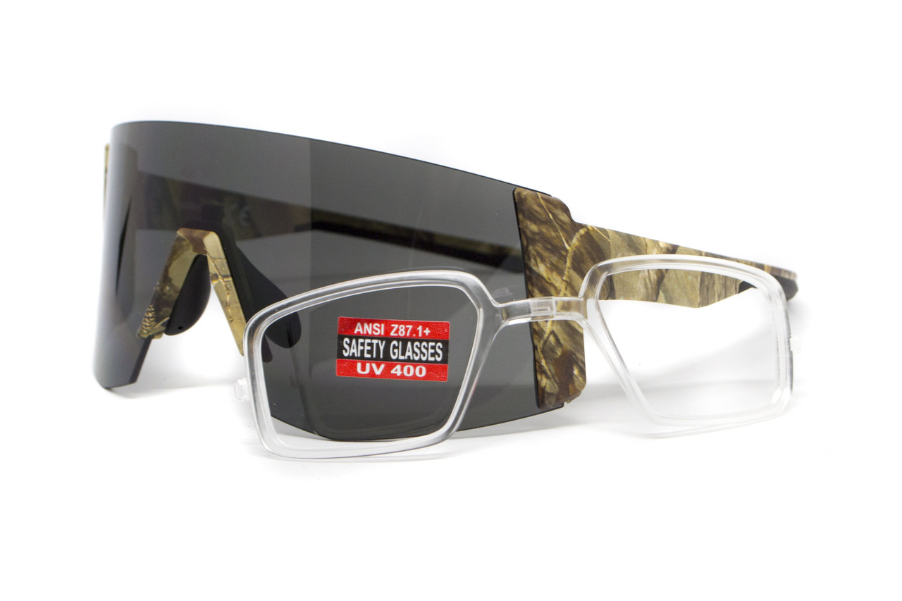 Окуляри захисні Global Vision Astro+RX Camo (gray), сірі в камуфльованій оправі, з діоптрійною вставкою в комплекті, фото 1