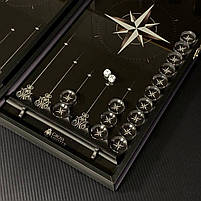 Нарди скляні з алюмінієвим корпусом Роза Вітрів 61×27×5см подарункові, фото 8