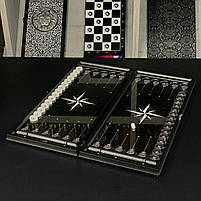 Нарди скляні з алюмінієвим корпусом Роза Вітрів 61×27×5см подарункові, фото 5