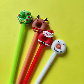 Ручка кулькова масляна Новорічна Донатси 0,5 мм синя