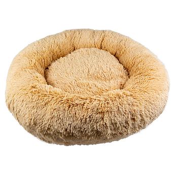 Лежак для собак та котів Пончик "Пухнастики" бежевий 55*55
