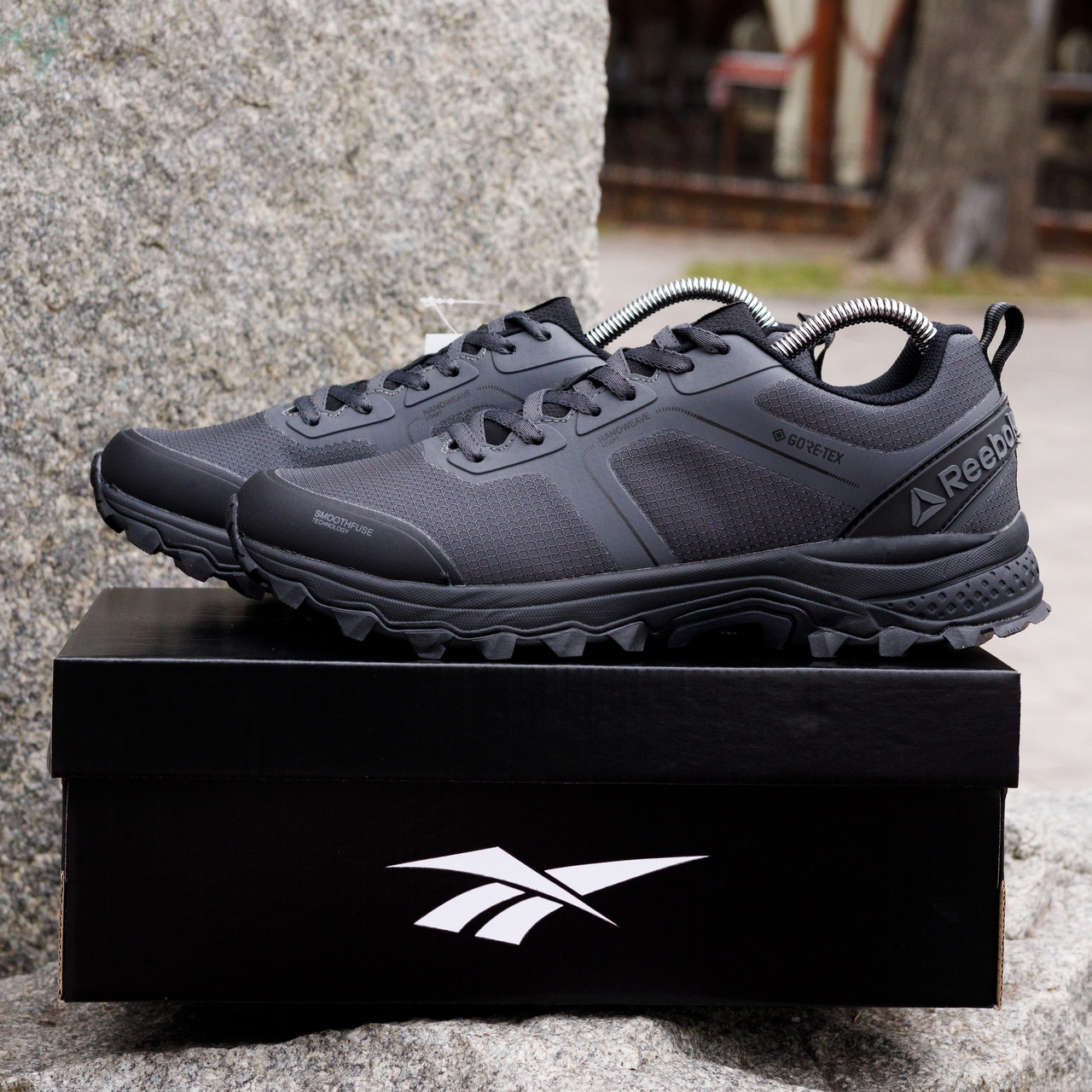 РОЗПРОДАЖ!! Зимові Термо кросівки Reebok чорні з сірим