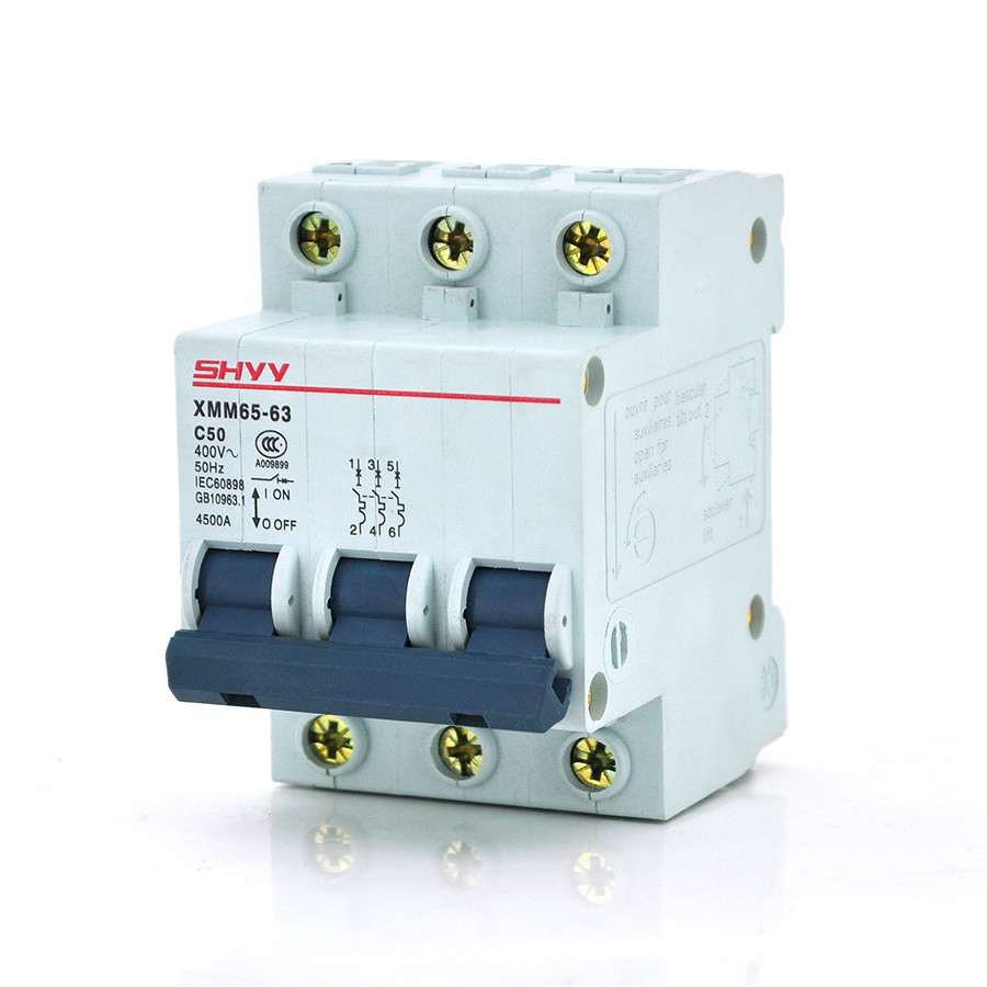 Автоматичний вимикач змінного струму  SHYY XMM65-63 3P C50, 400V, фото 1