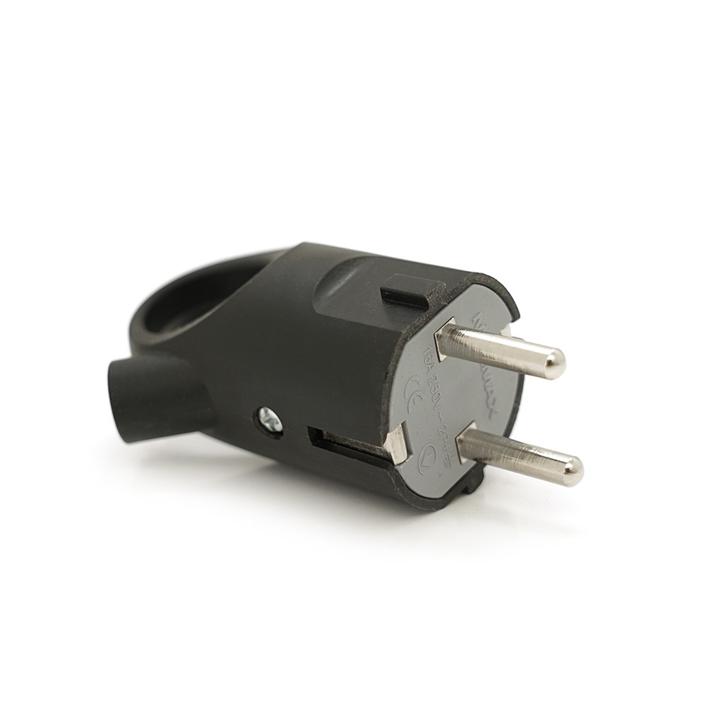 Вилка із заземленням кутова з кільцем, 16A 250V, A112B, Black, Q35, фото 1