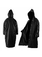Плащ-дождевик, дождевик с капюшоном, черный 150-188 см ((35 кг - 95 кг)