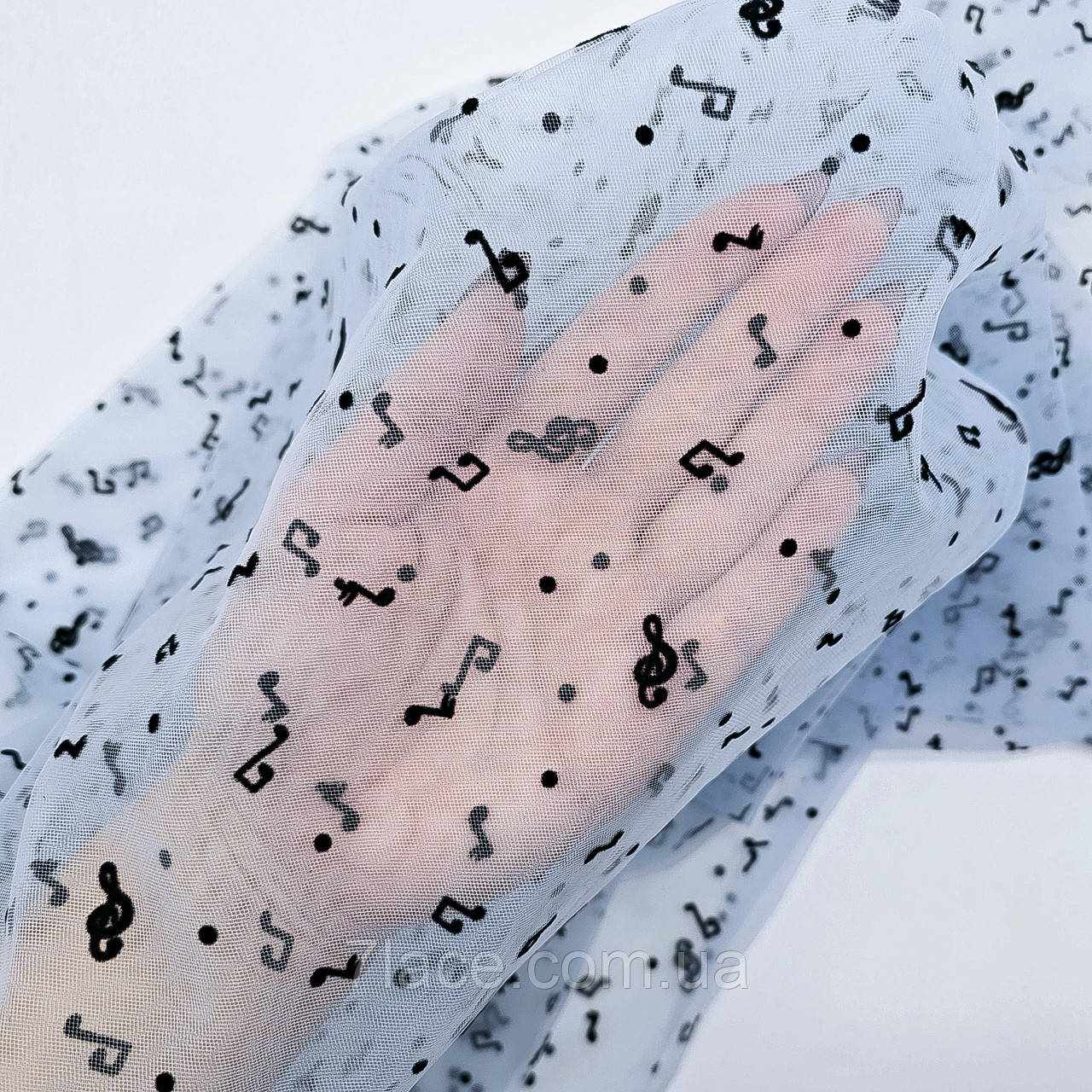 Сітка стрейч з флоком (музика) / колір СВІТЛО-БЛАКИТНИЙ / ціна вказана за 0,5 метра сітки
