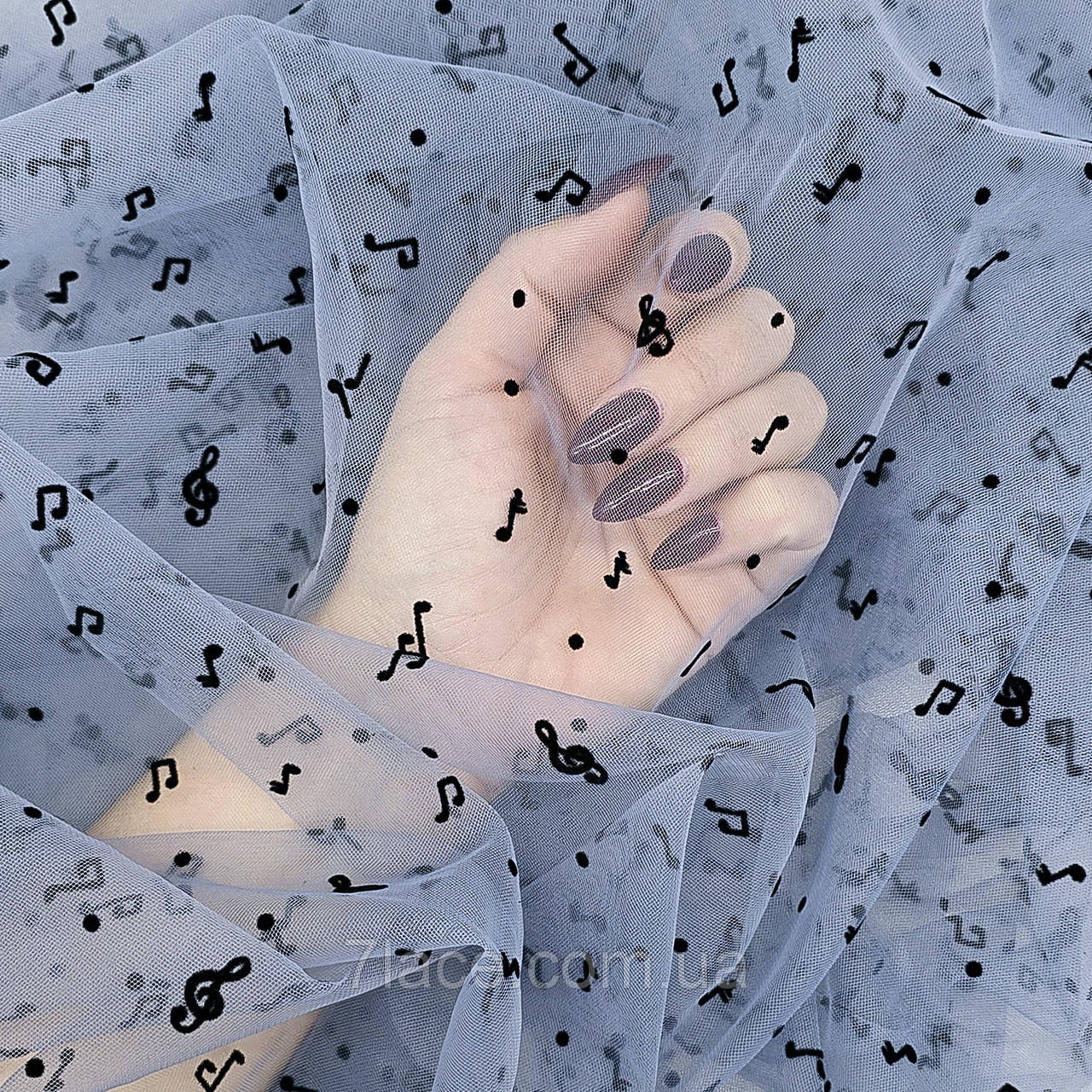 Сітка стрейч з флоком (музика) / колір ДЖИНС / ціна вказана за 0,5 метра сітки, фото 1