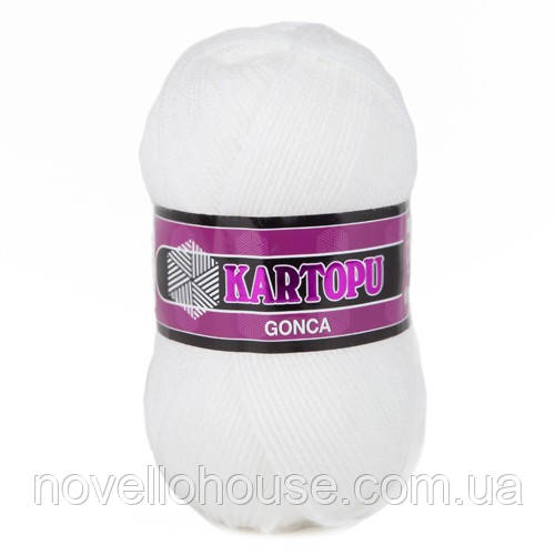 Kartopu GONCA (Картопу Гонка) № 010 білий (Пряжа 100% акрил, нитки для в'язання)