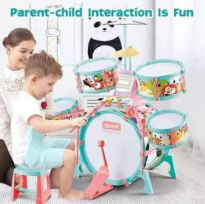 Велика дитяча барабанна установка Піаніно Мікрофон Музична Караоке іграшка для розвитку слуху моторики