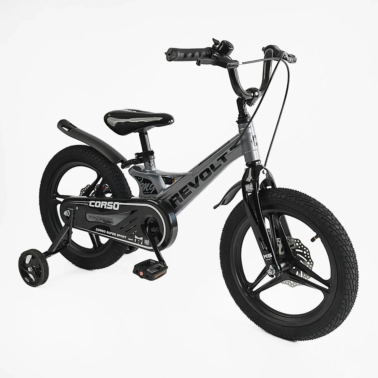 Велосипед дитячий 16" Corso REVOLT MG-16087 сірий на зріст 100-115 см