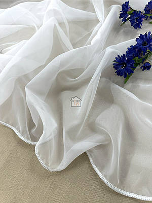 Біла однотонна тканина для тюлю вуаль шифон, в зал, кімнату, кухню, на метраж