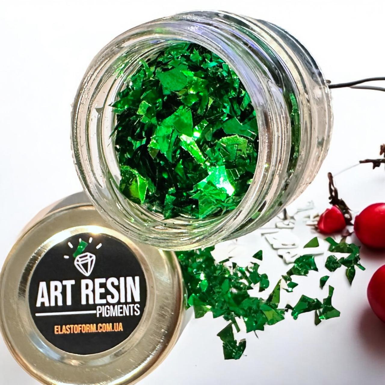 Декор «Зелений смарагдовий», глинт, 25 мл, для техніки Resin Art
