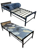 Кровать раскладная "Марсель" раскладушка на ламелях с матрасом толщиной 7 см шириной 80 см.