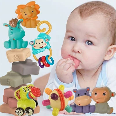 Набір сенсорних іграшок для немовляти брязкальця гризунки розвиток моторики сприйняття м'яка пірамідка кільця