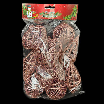 Новорічні іграшки на ялинку Набір рожевий 12 штук