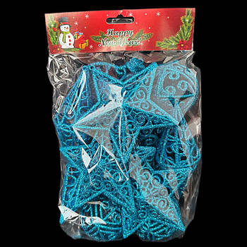 Новорічні іграшки на ялинку Набір блакитний блиск 12 штук