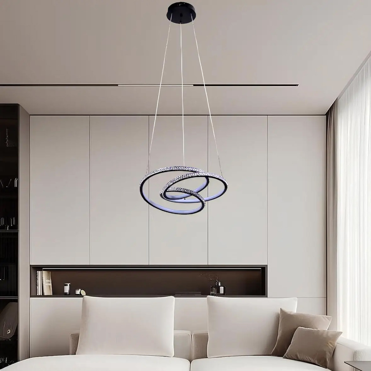 Чорна Led-люстра Sirius 138W з витонченим спіральним дизайном LCD3070 BK 138W, фото 1