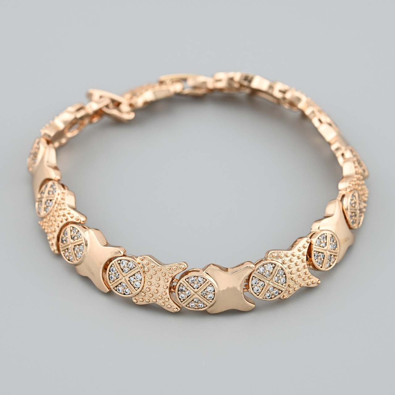 Браслет Джуді 48888 ширина 9 мм білі фіаніти позолота 18К довжина 17+2, фото 1