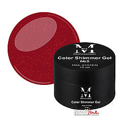 Кольоровий гель для моделювання нігтів Mia-M Professional Color Shimmer Gel №5 темно-червоний із шиммером, 15 мл