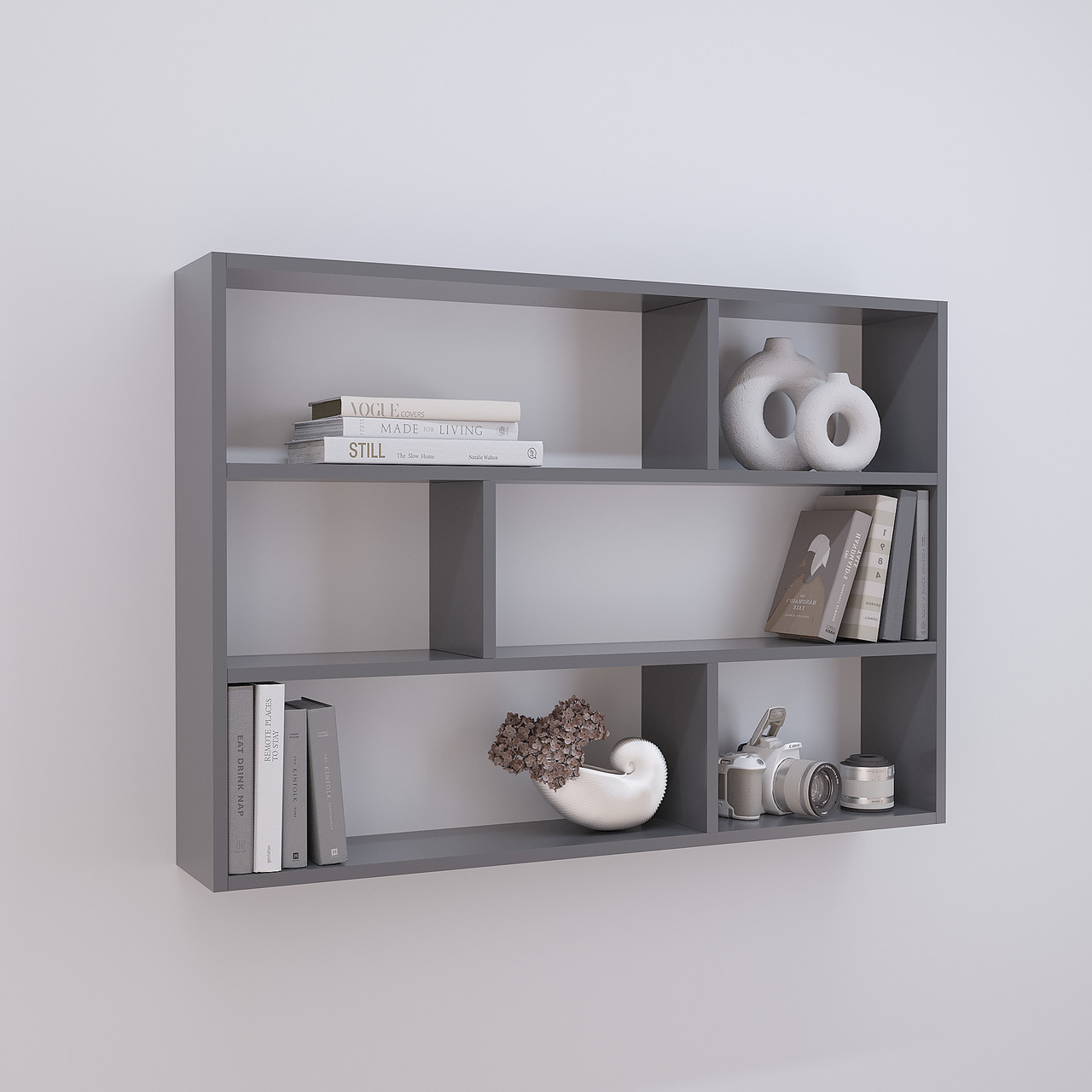 Книжна навісна полиця настінна 700х1000х170 мм Антрацит, фото 1