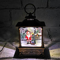 LED свічка Ліхтарик новорічний декор Ретро Санта з ялинкою 12х7х2,5 см MA2515-4
