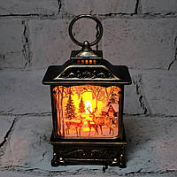 LED свічка Ліхтарик новорічний декор Ретро Олені 12х7х2,5 см MA2512-1