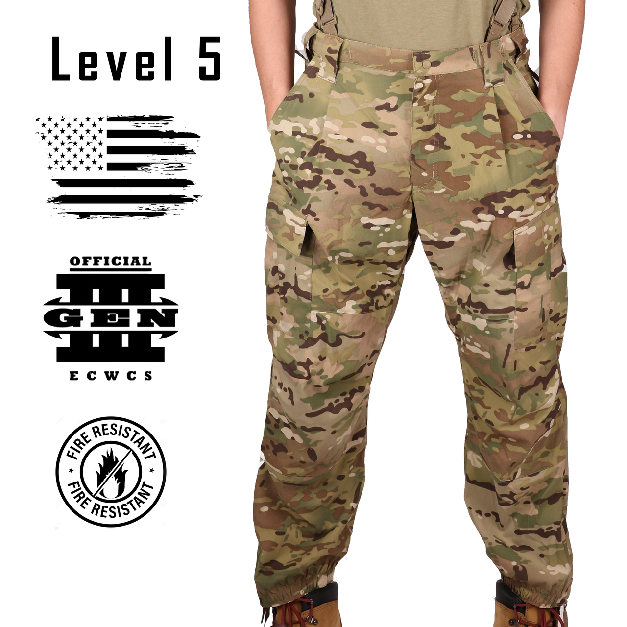Вогнестійкі штани, Розмір: Medium Regular, ECWCS Gen III Level 5, Колір: MultiCam, Soft Shell FR, фото 1