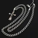 Чоловіча срібна цепочка Бісмарк і хрестик срібло з золотом. Чорнений ланцюжок і хрестик з золотою накладкою. 60 см, фото 7